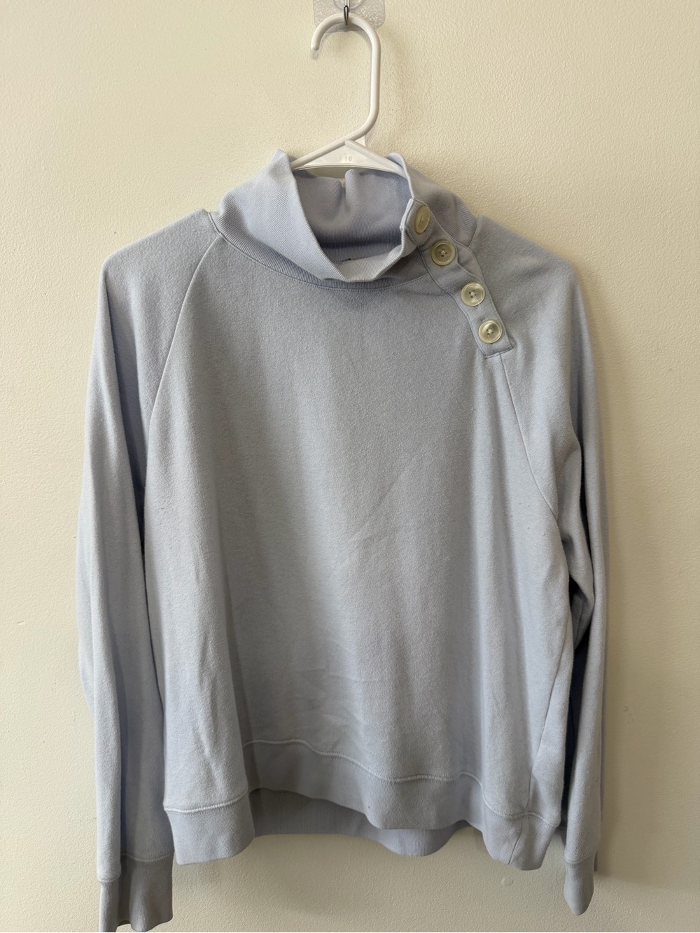 Women's Light Blue Button-Shoulder Funnel Neck Sweater J Crew